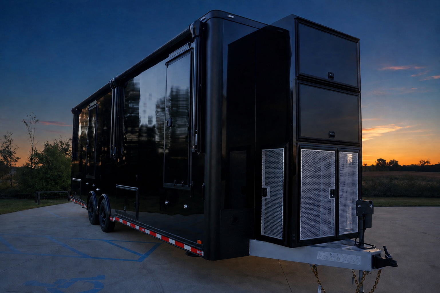 Blackbird mobile production unit at sunset