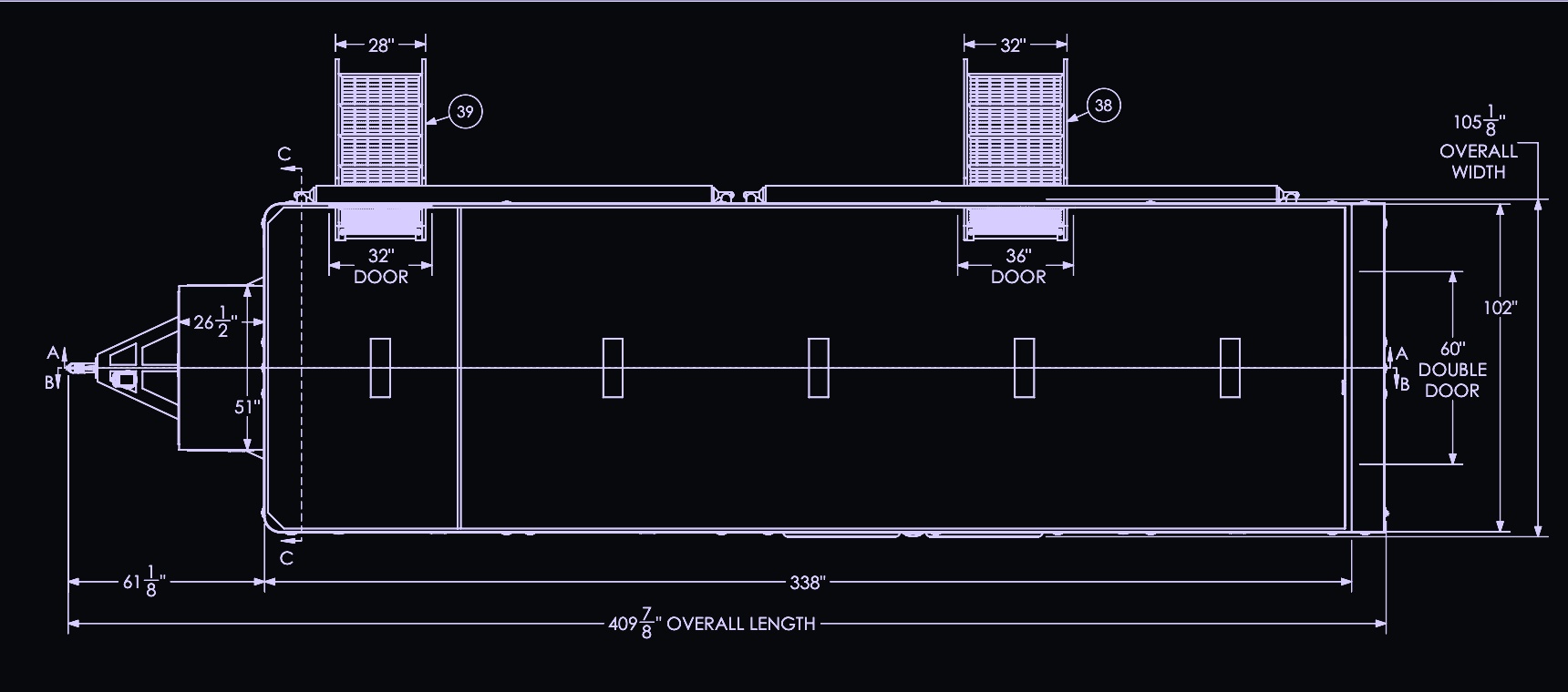 Blackbird mobile unit dimensional plan